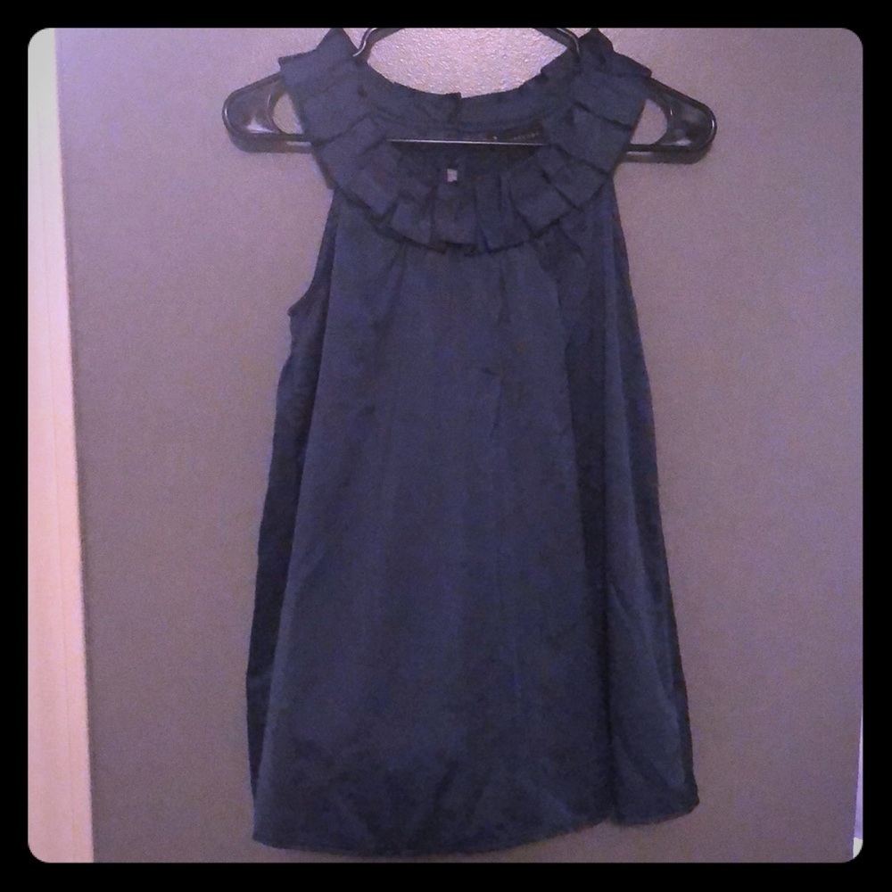 Navy Silk Top